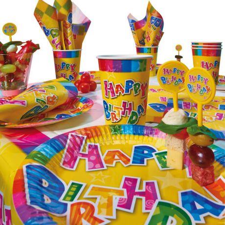 Susy Card Набор одноразовой посуды и аксессуаров для праздника Happy Birthday 31 предмет