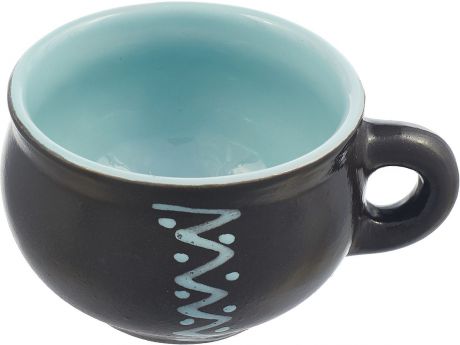 Чашка чайная Борисовская керамика "Чугун", цвет: черный, голубой, 250 мл