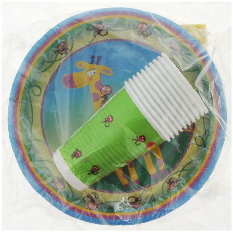 Набор одноразовой посуды Мистерия "Детский", цвет: зеленый, 40 предметов