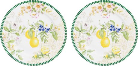 Набор тарелок для десертов Elan Gallery "Лимоны", диаметр 19 см, 2 шт
