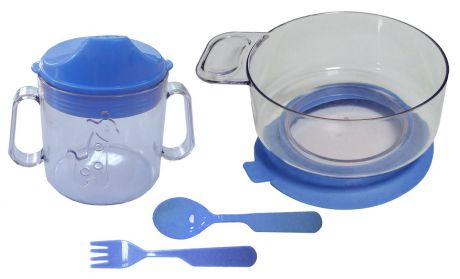Набор детской посуды цвет синий 4 предмета 1111