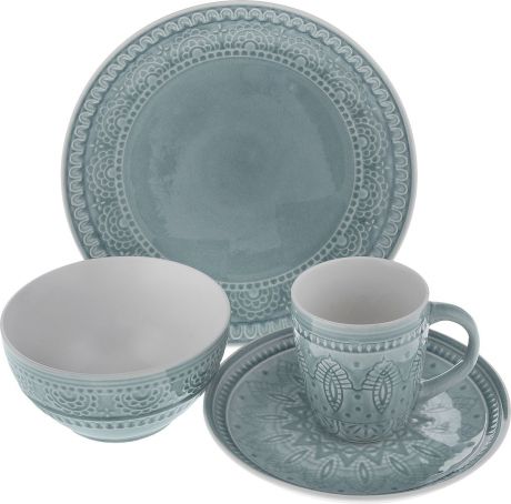Набор столовой посуды "Tongo", цвет: серый, 4 предмета