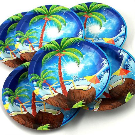 Набор одноразовых тарелок Эврика "Пальма", диаметр 19 см, 6 шт