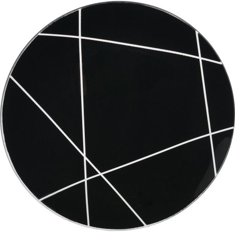 Тарелка NiNaGlass "Контур", цвет: черный, диаметр 26 см