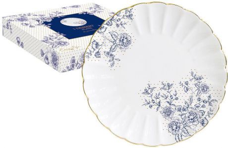 Тарелка десертная Nuova R2S "Голубые пионы", диаметр 19 см