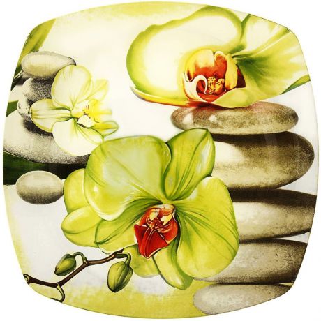 Тарелка десертная Доляна "Зеленая орхидея", диаметр 20 см
