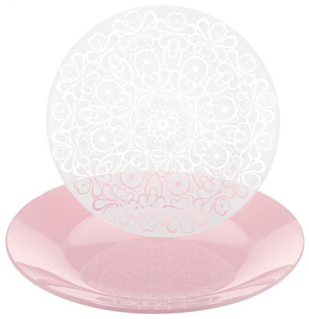 Набор тарелок "NiNaGlass", цвет: розовый, диаметр 20 см, 2 шт. 85-200-141р