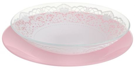 Набор тарелок глубокая "NiNaGlass", цвет: розовый, диаметр 25 см, 2 шт. 85-225-143пср