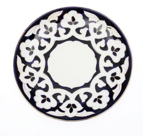 Тарелка Turon Porcelain "Пахта", цвет: белый, синий, золотистый, диаметр 22,5 см