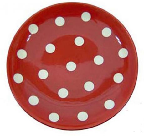 Тарелка десертная Dejeuner Surl Herbe "В горошек", цвет: красный, диаметр 22 см