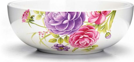 Суповая чашка Loraine "Камелия", цвет: белый, зеленый, фиолетовый, розовый, 750 мл. 77057