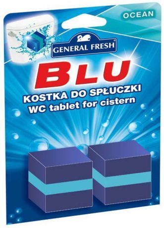 Очиститель-освежитель для смывного бачка General Fresh "Blu. Ocean", квадрат, 2 шт х 50 г