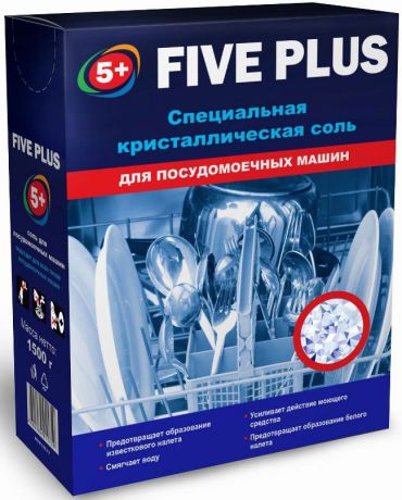 Соль для посудомоечных машин "Five Plus", 1,5 кг