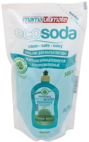 Бальзам для мытья посуды и детских принадлежностей EcoSoda "Original", быстросмываемый, сменная упаковка, 500 мл