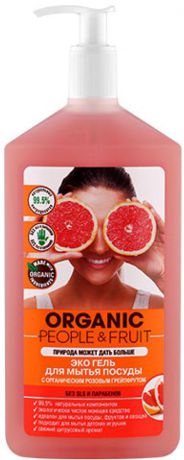Гель-эко для мытья посуды "Organic People & Fruit", с органическим розовым грейпфруктом, 500 мл