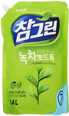 Средство для мытья посуды Cj Lion "Chamgreen", с экстрактом зеленого чая, 1,34 л