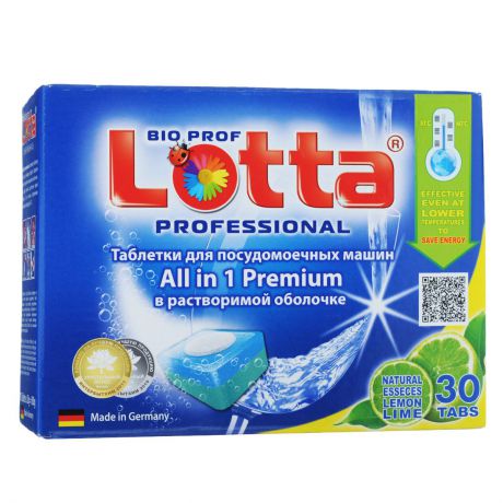 Таблетки для посудомоечных машин Lotta "All in 1 Premium", c ароматом лимона, 30 шт