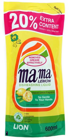 Гель для мытья посуды и детских принадлежностей "Mama Lemon", концентрат, с ароматом лимона, сменная упаковка, 600 мл