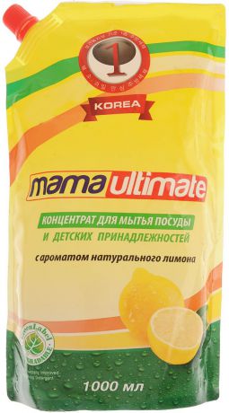 Концентрат для мытья посуды и детских принадлежностей "Mama Ultimate", с ароматом натурального лимона, 1 л