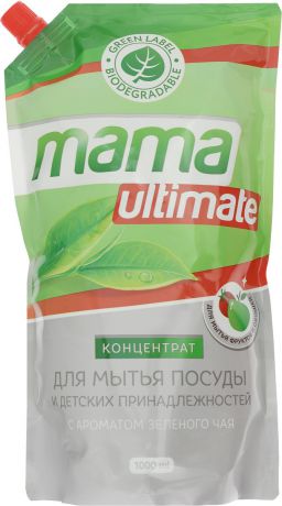 Концентрат для мытья посуды и детских принадлежностей "Mama Ultimate", с ароматом зеленого чая, 1 л