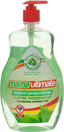 Гель для мытья посуды и детских принадлежностей "Mama Ultimate", концентрат, с ароматом зеленого чая, 1 л