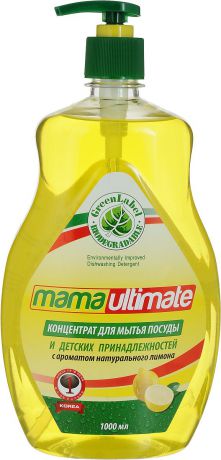 Гель для мытья посуды и детских принадлежностей "Mama Ultimate", с ароматом натурального лимона, 1000 мл