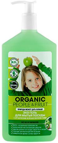 Гель-экодля мытья посуды "Organic People & Fruit", с органическим зеленым яблоком и киви, 500 мл