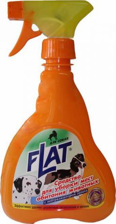 Средство для уборки мест обитания животных "Flat", с нейтрализатором запаха для собак, 480 г
