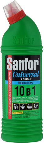 Средство для чистки и дезинфекции Sanfor "Universal", 10 в 1, морской бриз, 750 мл
