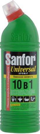 Средство для чистки и дезинфекции Sanfor "Universal", 10 в 1, лимонная свежесть, 750 мл