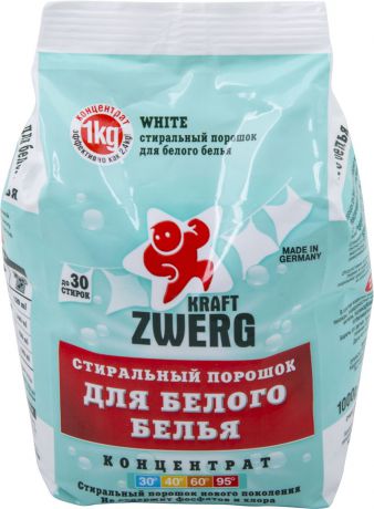 Порошок стиральный "Kraft Zwerg", для белого белья, концентрат, 1 кг