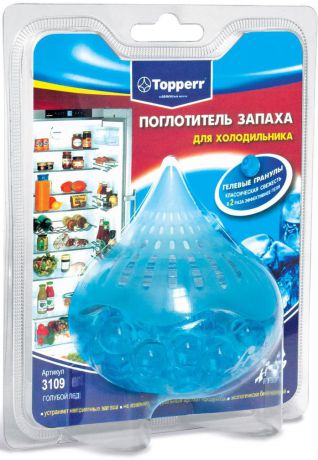 Поглотитель запаха для холодильника Topperr "Голубой лед", гелевый, 100 г