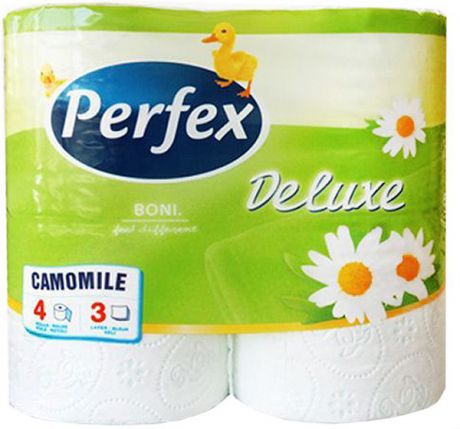 Туалетная бумага Perfex "De luxe", с ароматом ромашки, 3 слоя, 4 шт