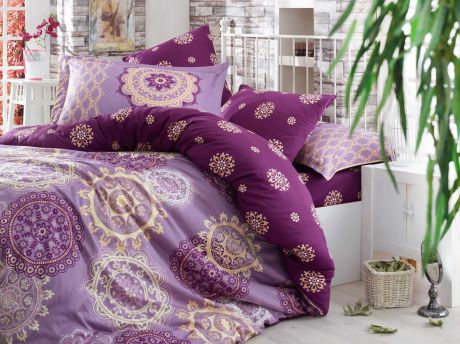 Комплект белья Hobby Home Collection "Ottoman", евро, наволочки 50x70, 70x70, цвет: фиолетовый