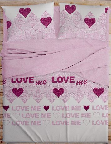 Комплект белья "Love Me", 1,5-спальный, наволочки 50х70, 70х70. 198851