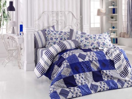 Комплект белья Hobby Home Collection "Clara", 2-спальный, наволочки 70x70, цвет: синий