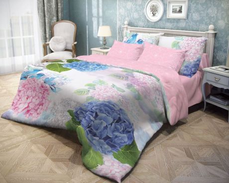 Комплект белья Волшебная ночь "Spring Melody", 1,5-спальный, наволочки 70х70, цвет: голубой, розовый, белый