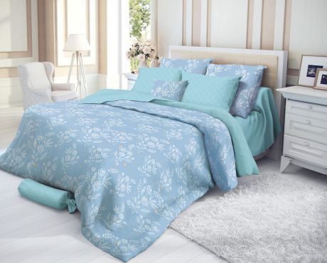Комплект белья Verossa "Trace", 2-спальный, наволочки 70х70, цвет: голубой