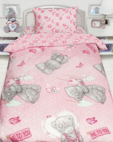 Комплект постельного белья Mona Liza "Teddy с подарком", 1,5 спальное, цвет: розовый, наволочка 50 х70 см