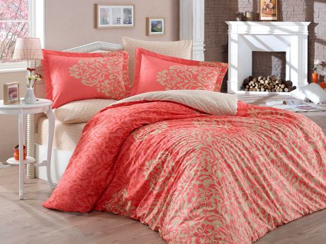Комплект постельного белья Hobby Home Collection "Serenity", евро, наволочки 50x70, цвет: персиковый