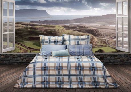 Комплект белья Sova & Javoronok "Герой Шотландии", 2-спальный, наволочки 70х70, цвет: белый, голубой
