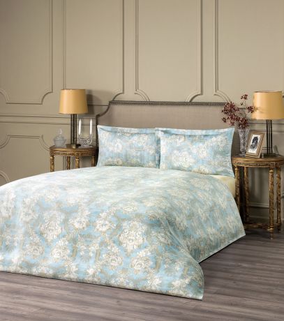 Комплект белья Estia "Гордения", 1,5-спальный, наволочки 50x70, цвет: голубой