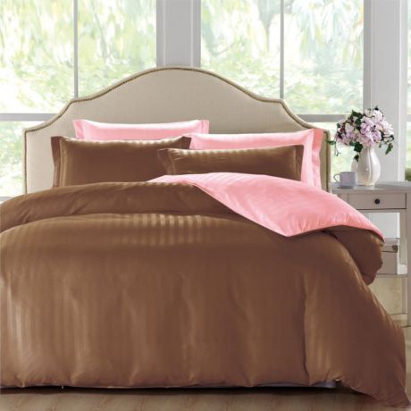 Комплект белья ЭГО "Мурсия", 1,5-спальный, наволочки 70x70, цвет: коричневый