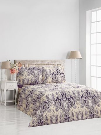 Комплект постельного белья Сlassic by T "Римини", 1,5-спальный, наволочки 50x70, цвет: фиолетовый, бежевый