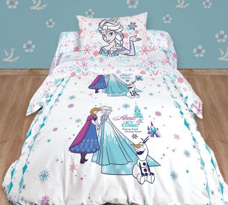 Комплект белья детский "Disney", 1,5-спальный, наволочка 70x70, цвет: белый
