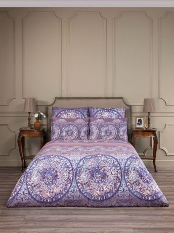 Комплект белья Estia "Калейдоскоп", 1,5-спальный, наволочки 50х70, цвет: темно-фиолетовый