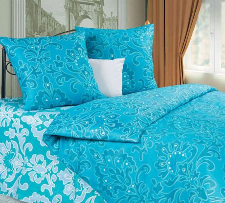Комплект белья Diana P&W "Марианна", 1,5-спальный, наволочки 70х70, цвет: бирюзовый, голубой