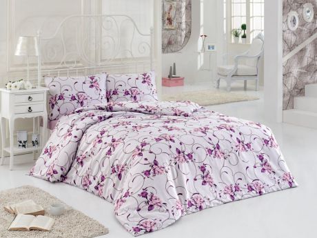 Комплект белья ASTERIA Home "Rosaline", 2-спальный, наволочки 50х70, цвет: лавандовый, сиреневый
