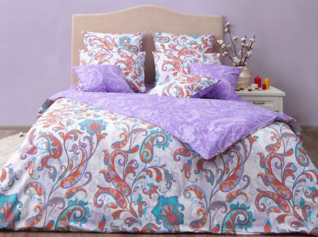 Комплект постельного белья Хлопковый Край "Кемер", 1,5 спальный, наволочки 70x70, цвет: перламутровый