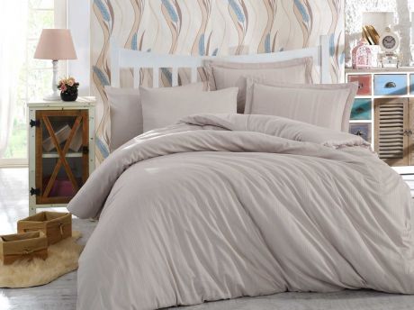 Комплект постельного белья Hobby Home Collection Stripe, 1,5 спальный, наволочки 50x70, цвет: светло-серый. 1501002247